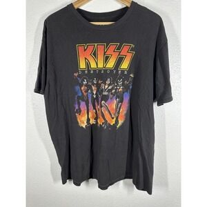KISS Destroyer Shirt Mens XL Black Band Rock Graphic Tee Concert Tour Music